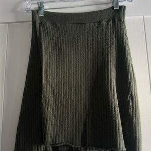 Free People Olive Ribbed Knit Skirt